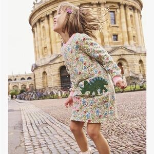Mini Taylor Girl’s Long Sleeve Dinosaur Tunic Jersey Dress